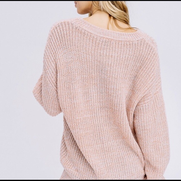 Crewneck Pullover Dusty Peach Knit Sweater - Picture 5 of 6